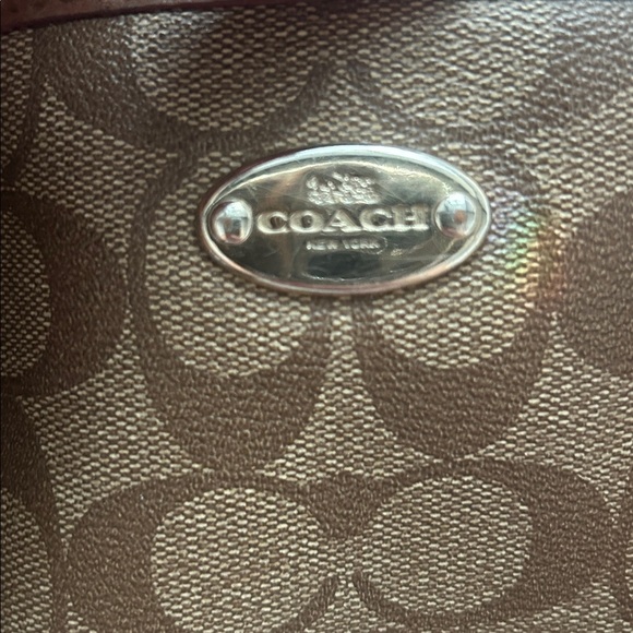 COACH Signature Margot Brown Canvas Tote Bag with Leather Trim - Picture 14 of 17